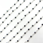 Load image into Gallery viewer, BSP24SS. Black Spinel 925 Sterling Silver Wire Wrap Chain