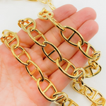 Load image into Gallery viewer, Gold Plated Sterling Silver Thick Marina Link Hollow Chain.