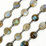 Load image into Gallery viewer, Labradorite Mix Shape Bezel Wire Chain.
