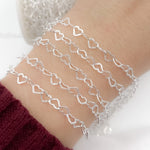 Load image into Gallery viewer, Sterling Silver Open Textured Heart Chain