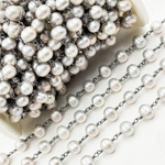 Load image into Gallery viewer, Grey Freshwater Pearl Oval Wire Wrap Chain. PRL17
