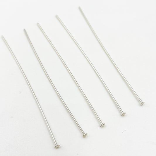716C2SS. 26 Gauge White Sterling Silver Flat 2 Inch Headpin