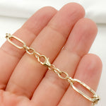 Load image into Gallery viewer, 14K Solid Hollow Gold Flat Long & Short Oval Link Bracelet