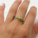 Load image into Gallery viewer, 14K Solid Yellow Gold Diamond and Gemstone Cross Ring