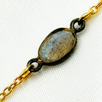 Load image into Gallery viewer, White Moonstone Bezel Set Oval & Pear Shape CZ Dangle Wire Chain.
