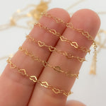 Load image into Gallery viewer, 14K Yellow Solid Gold Flat Heart Link Chain
