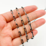 Load image into Gallery viewer, Z113SB. Two Tone Sterling Silver and Black Rhodium Paperclip Textured Chain
