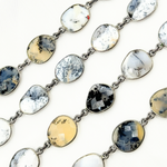 Load image into Gallery viewer, Dendrite Opal Organic Shape Bezel Oxidized Silver Wire Chain