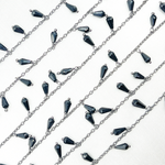 Load image into Gallery viewer, Black Spinel Drop Dangle Oxidized Wire Chain.
