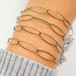 Load image into Gallery viewer, Oxidized Sterling Silver Smooth Marquis Shape Link Chain