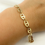 Load image into Gallery viewer, 14K Solid Yellow Gold Flat Marina Link Bracelet