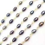 Load image into Gallery viewer, Peacock Freshwater Pearl Wire Wrap Chain