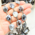 Load image into Gallery viewer, Coated Grey Moonstone Organic Shape Bezel Oxidized Wire Chain.