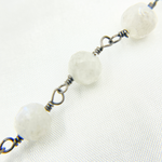 Load image into Gallery viewer, Rainbow Moonstone Round Shape Oxidized Wire Chain.