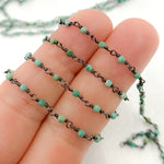 Load image into Gallery viewer, Black Rhodium 925 Sterling Silver and Natural Turquoise Wire Wrapped Bead Chain