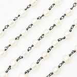 Load image into Gallery viewer, PRL26. Round White Freshwater Pearl Wire Wrap Chain