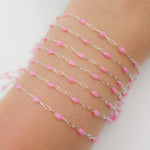 Load image into Gallery viewer, Sterling Silver Pink Color Enamel Cable Chain