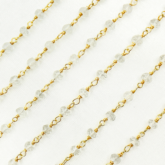 Crystal Gold Plated 925 Sterling Silver Wire Chain.