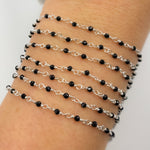 Load image into Gallery viewer, White Sterling Silver Black Spinal Wire Wrap Chain