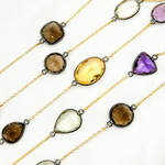 Load image into Gallery viewer, Multi Gemstone Organic Shape Connected Wire Chain.