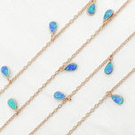 Load image into Gallery viewer, Created Blue Opal Tear Drop Shape Dangle Chain.