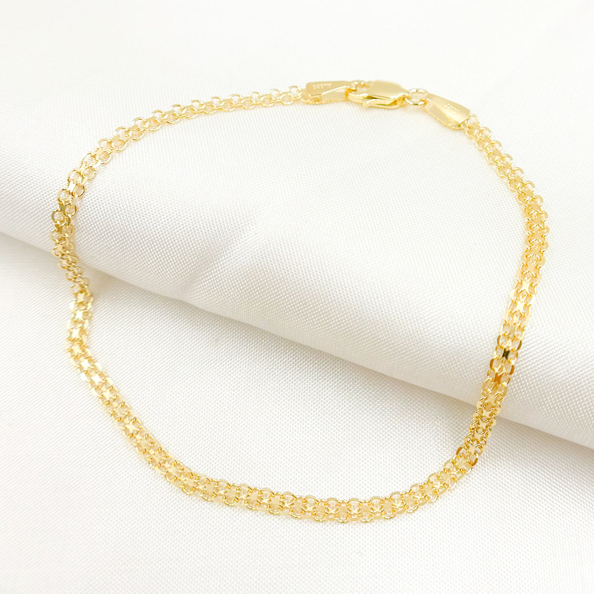 14K Solid Gold Bismark Link Bracelet
