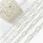 Load image into Gallery viewer, Sterling Silver Paperclip Smooth & Diamond Cut Link Chain