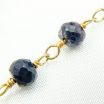 Load image into Gallery viewer, Gold Plated Silver and Shaded Blue Sapphire Wire Wrapped Chain.