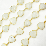 Load image into Gallery viewer, White Moonstone Triangle Shape Bezel Gold Plated Wire Chain.