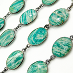 Load image into Gallery viewer, Amazonite Oval Shape Oxidized Wire Chain