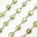 Load image into Gallery viewer, Pyrite Cube Shape Oxidized Wire Chain.