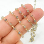 Load image into Gallery viewer, Labradorite Faceted Gold Plated 925 Sterling Silver Wire Chain