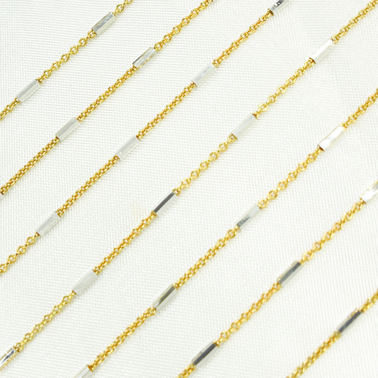 Sterling Silver Gold Plated Chain With Silver Tube