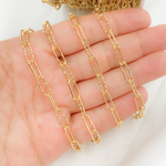 Load image into Gallery viewer, Gold Plated 925 Sterling Silver Smooth & Dimond Cut Link Paperclip Chain