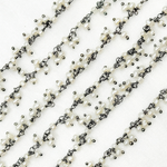 Load image into Gallery viewer, Pearl Cluster Dangle Oxidized 925 Sterling Silver Wire Chain.