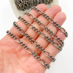 Load image into Gallery viewer, Oxidized Sterling Silver Smooth Figaro Chain