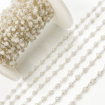 Load image into Gallery viewer, Coated Rainbow Moonstone Sterling Silver Wire Chain