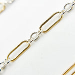 Load image into Gallery viewer, XM/1931K/SP. 14K Gold Filled and Sterling Silver Knurled Link Chain – Long & Short Pattern