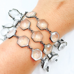 Load image into Gallery viewer, Crystal Hexagon Shape Bezel Oxidized Wire Chain. CR2