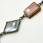Load image into Gallery viewer, Coated Multi Moonstone Organic Shape Bezel Oxidized Wire Chain.