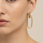Load image into Gallery viewer, 15850022597. 14k Solid Gold Flat Oval Hollow Dangle Earrings