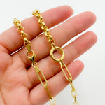 Load image into Gallery viewer, TRE007. 14K Solid Gold Hollow Paperclip and Rolo Fancy Necklace