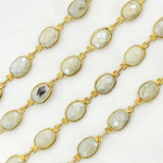 Load image into Gallery viewer, SIL6. Silverite Oval Shape Bezel Gold Plated 925 Sterling Silver Wire Chain
