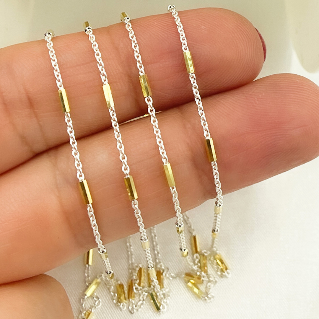 Sterling Silver Satellite Gold Plated Tube Chain