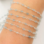 Load image into Gallery viewer, Shaded Milky Aquamarine Sterling Silver Wire Chain