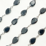 Load image into Gallery viewer, Black Spinel Rondel Faceted Wire Chain