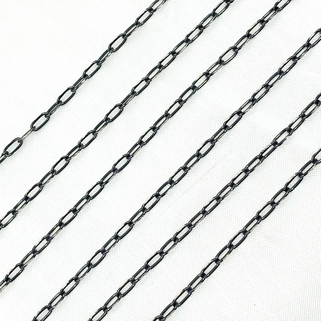 Black Rhodium Sterling Silver Cable Link Chain