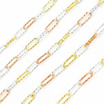 Load image into Gallery viewer, Sterling White Silver Gold and Rose Plated Diamond Cut Paperclip Chain