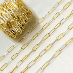 Load image into Gallery viewer, Gold Plated Sterling Silver Smooth & Diamond Cut Paperclip Chain