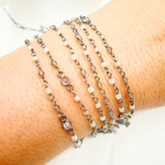 Load image into Gallery viewer, Multi Moonstone & Round CZ Wire Wrap Chain.